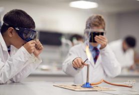 Grammar School pupils working in a Science lab