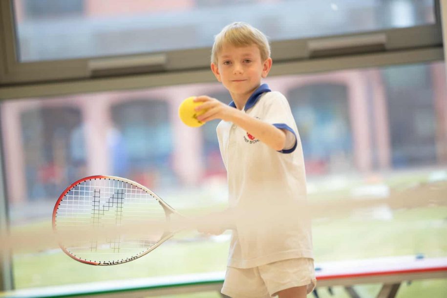 Fairfield pupil playing Indoor Tennis in the Gym
