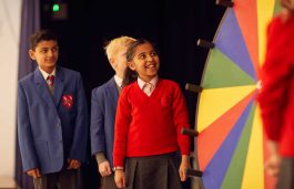 Fairfield pupils using the wheel of fortune