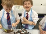 Images of Fairfield Pupils making chocolate rice krispies