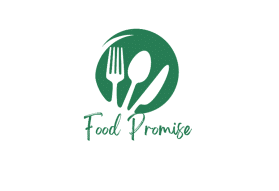 The Food Promise logo a green circle with the outline in white of a fork, spoon and knife with the words Food Promise in script below