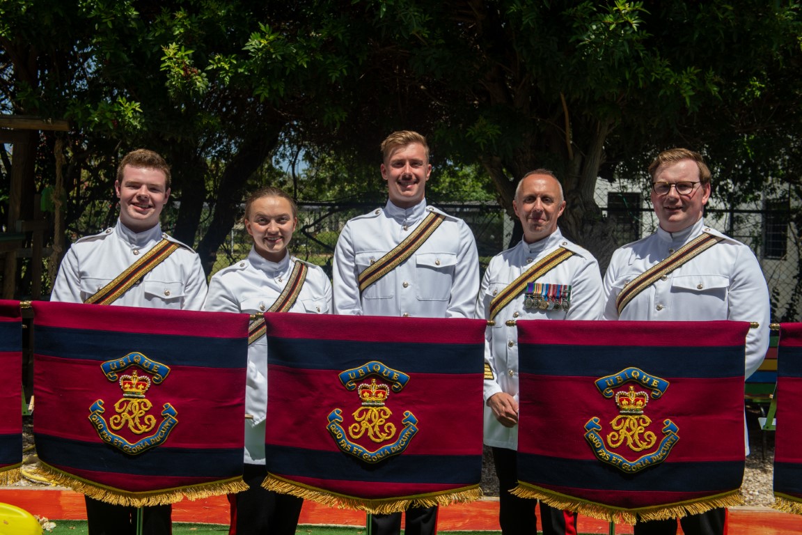 Charles and four members of the band